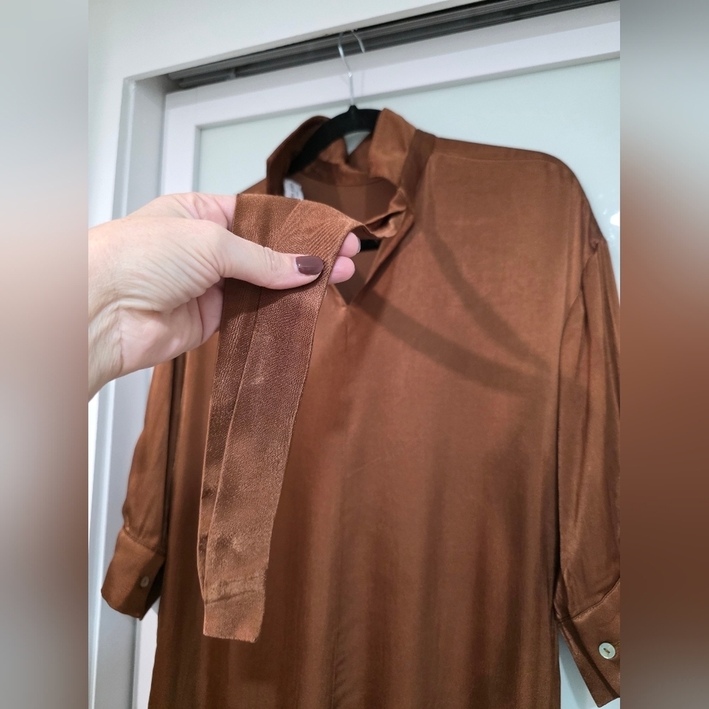 Patrizia Segreti Milano Brown Asymmetric Viscose Dress – Size IT 44 (Fits M/L) - Picture 12 of 16